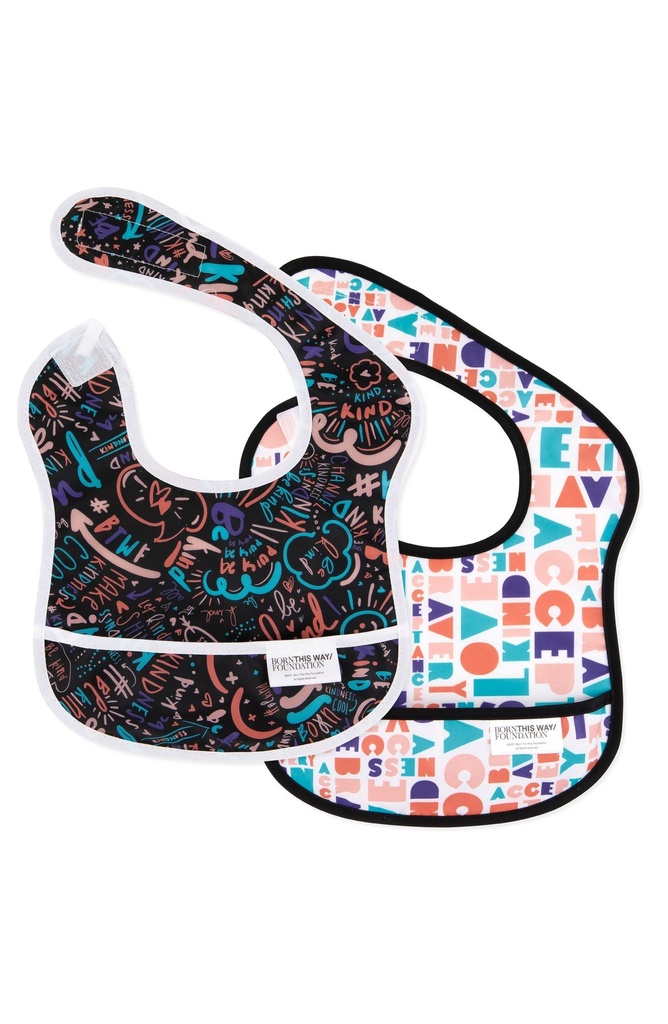 Bumkins Born This Way 2-Pack Starter Bibs in Channel/Elements of Kindness at Nordstrom