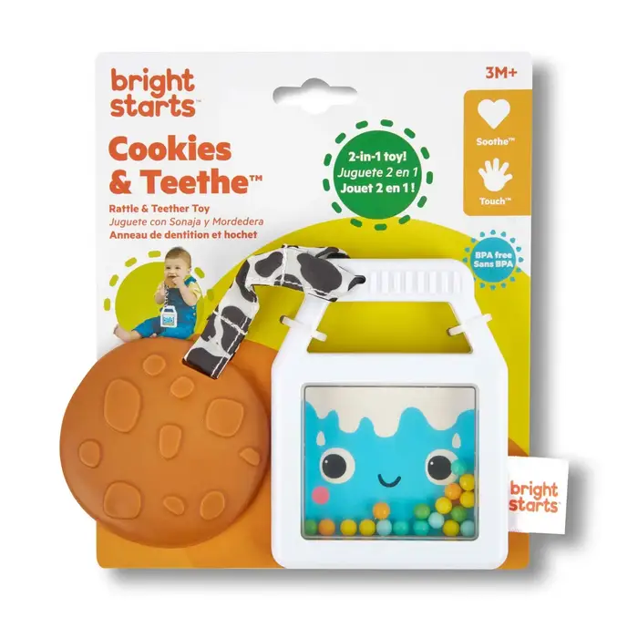 Bright Stars Cookies & Teethe 2-in-1 Rattle and Teether Toy