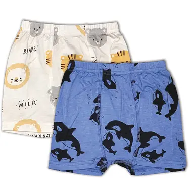 Silkberry Baby Underwear Bamboo Boyshorts 2 Pack WF4504 Print Lion Tiger Bears/Orca