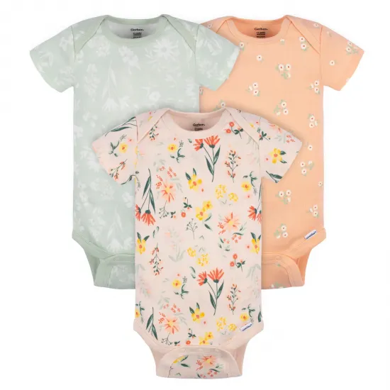 Gerber 3-Pack Baby Girls Wildflower Onesies Bodysuit