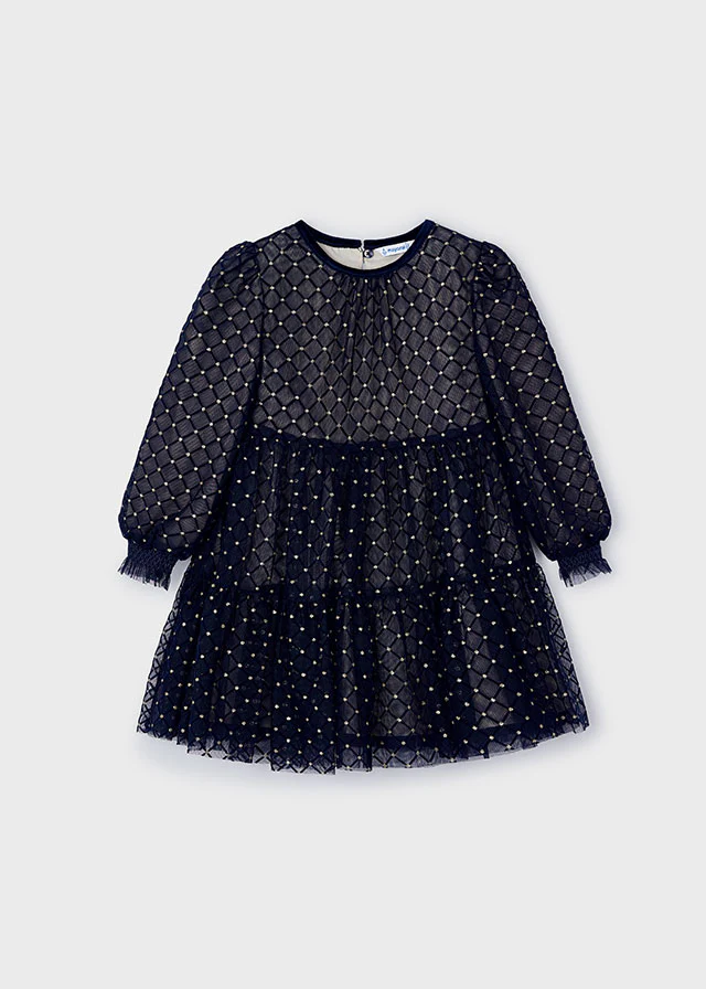 Mayoral Tulle printed dress Mayoral 4910-86-Navy