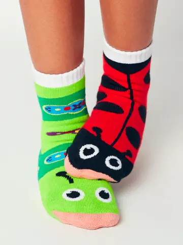 Pals Socks Fun Mismatched Non-Slip Ladybug & Caterpillar (1-3Y)