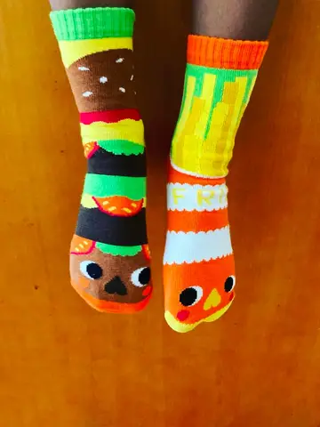 Pals Socks Fun Mismatched Non-Slip Burger & Fries (1-3Y)