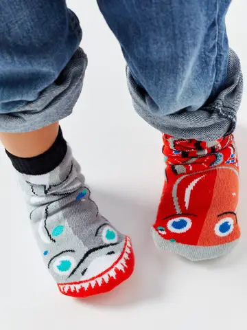 Pals Socks Fun Mismatched Non-Slip Shark & Octopus