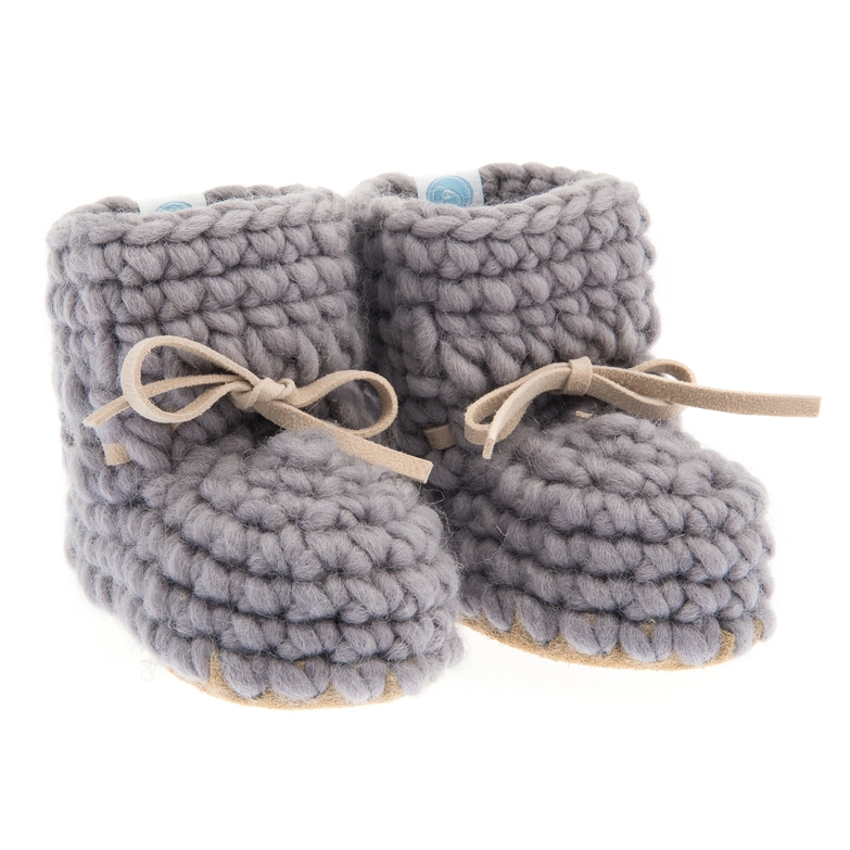 Beba Bean Knit Mocs - Grey (0-6m)