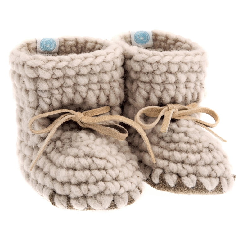 Beba Bean Knit Mocs -  Oatmeal (0-6m)