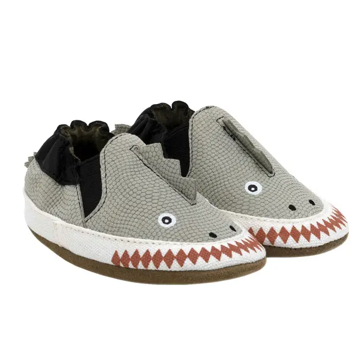 Robeez Soft Soles - Dino Dan Pale Grey (0-6m)