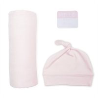 Lulujo Hello World Blanket & Knotted Hat Pink