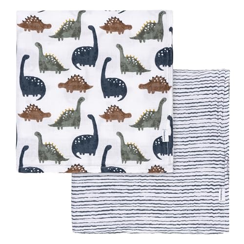 Gerber Baby Unisex 2-Pack Muslin Blanket - Dino Time