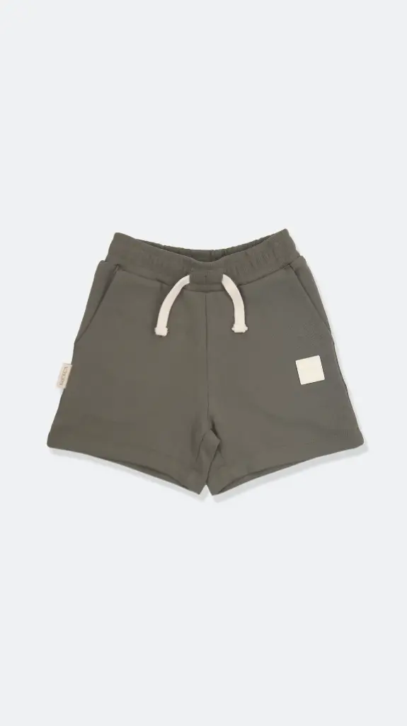 KidORCA French Terry Shorts _ Dusty Olive (6-9M)