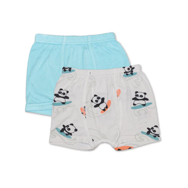 Silkberry Baby Underwear WF4587 Bamboo Underwear Shorts 2 Pack Surfs Up Panda/Aqua