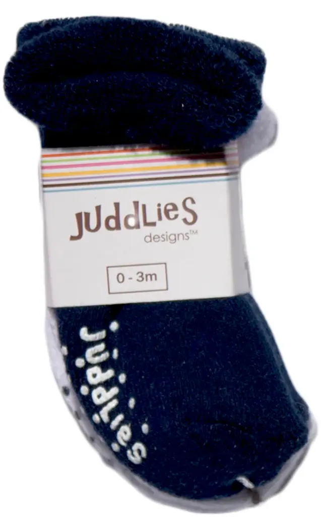 Juddlies Designs 2 Pack Infant Socks 0-3M Navy + White