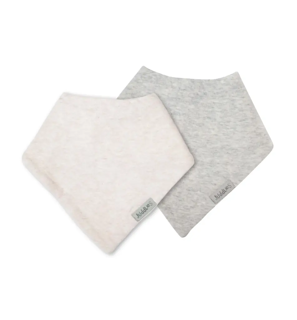 Juddlies Breathe EZE 2 piece Bandana Bib Light Grey + Rosewater Fleck