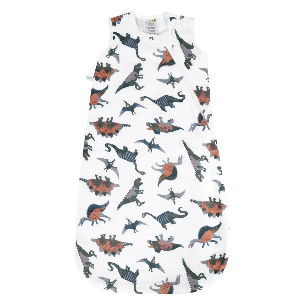 Perlimpinpin Cotton Muslin Sleep Sack - Dinos 0.7 tog