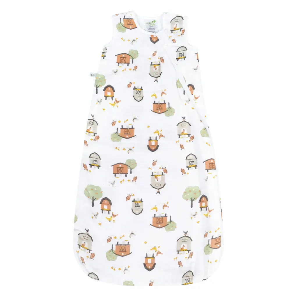 Perlimpinpin Cotton Muslin Sleep Sack - Farm 0.7 tog (0-6M)