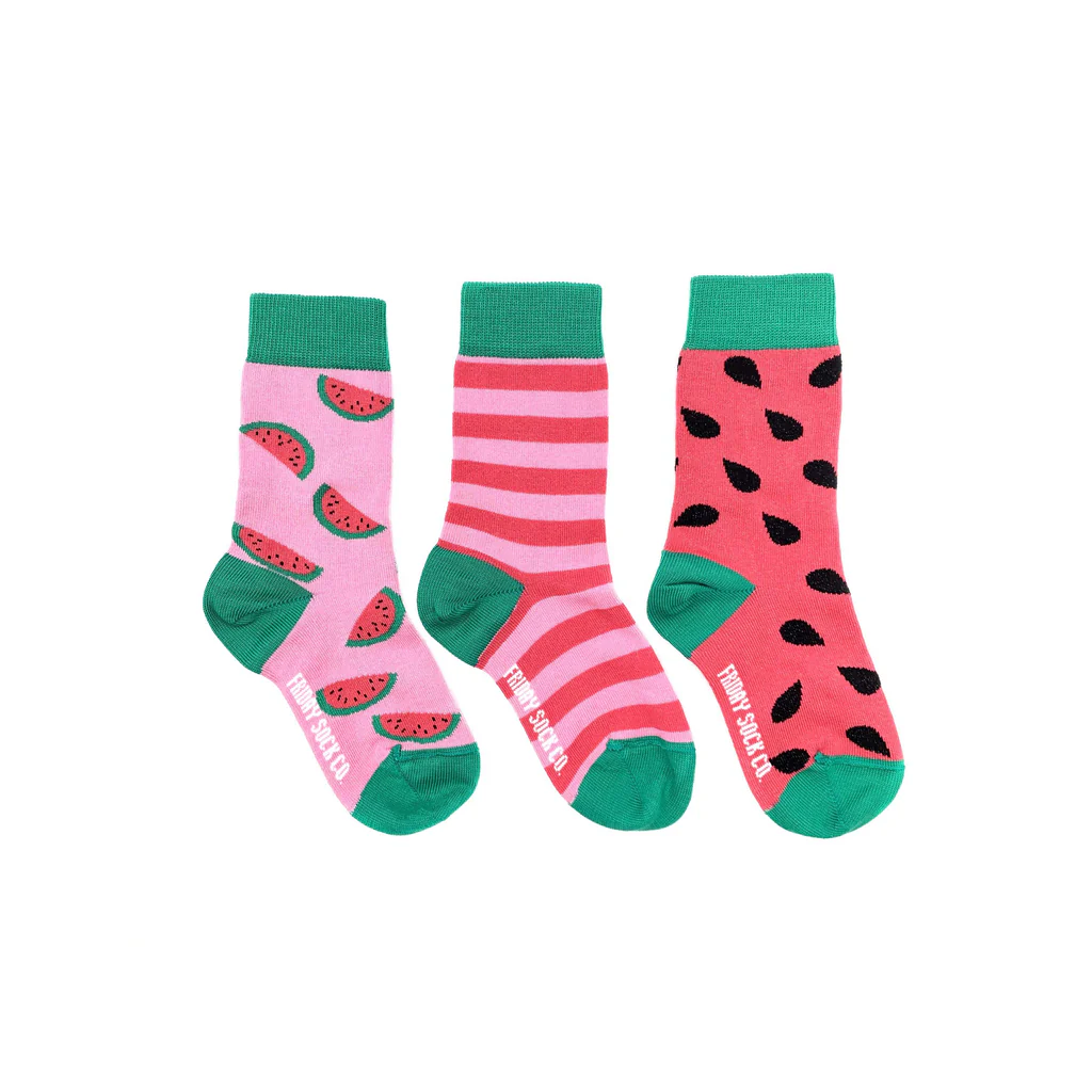 Friday Sock CO.  Three Socks A Pair Watermelon 1-2 Years