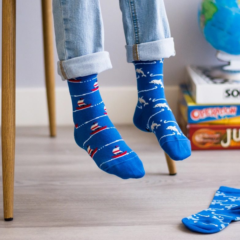 Friday Sock CO.  Three Socks A Pair Blue Surf (1-2Y)