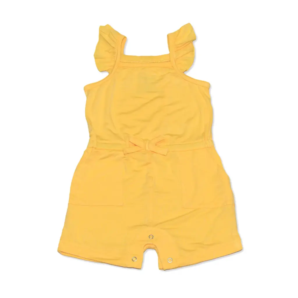 Silkberry Baby WF4574 Bamboo Sleeveless Ruffle Romper (Banana Cream) (0-3M)