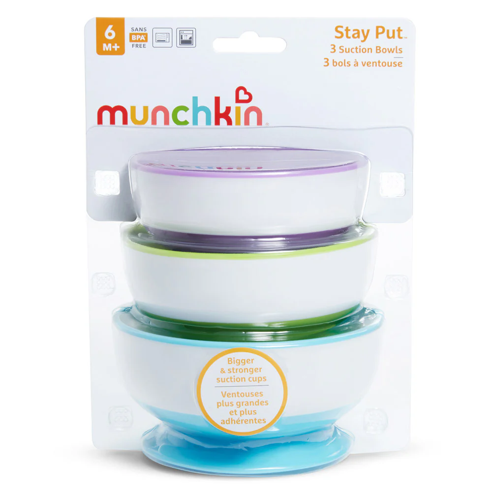 Munchkin Stay-Put Suction Bowls - 3PK