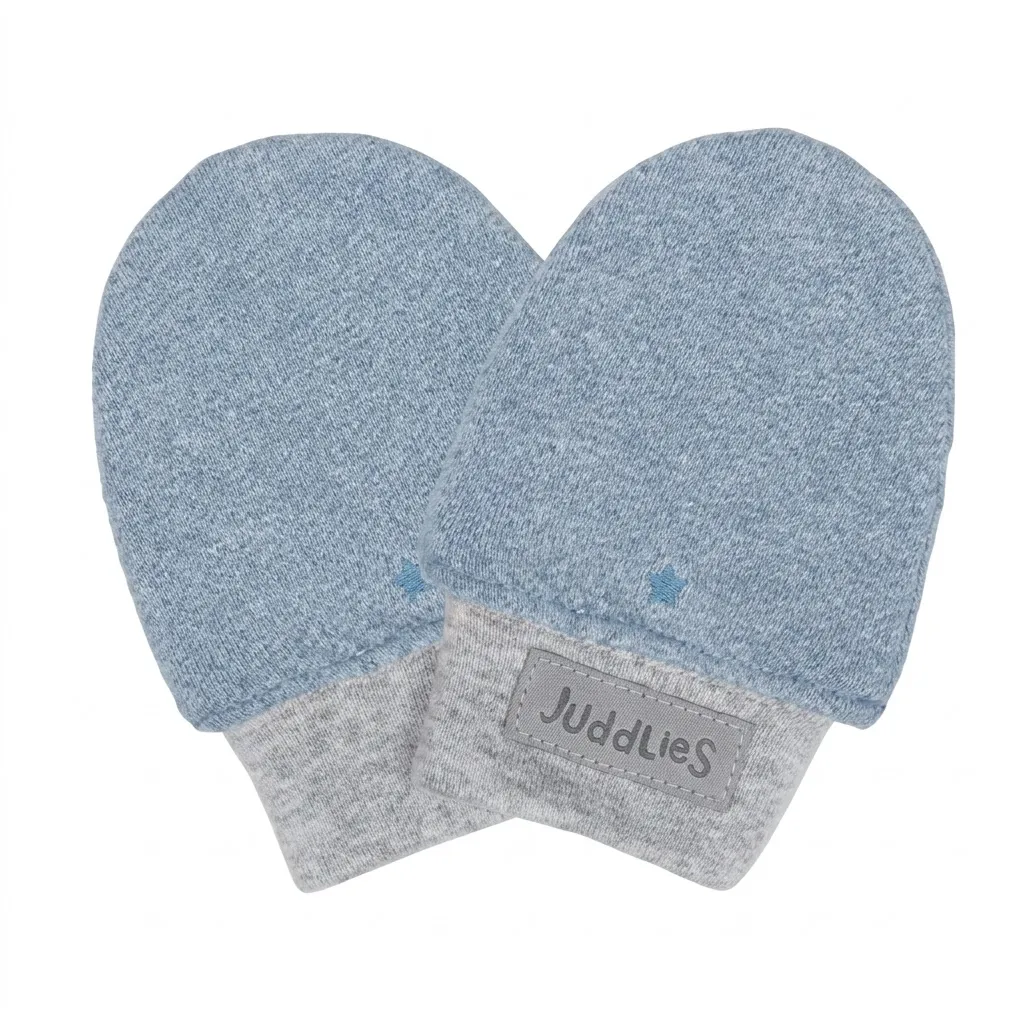 Juddlies -Organic Raglan Scratch Mitts 0-3M - Blue