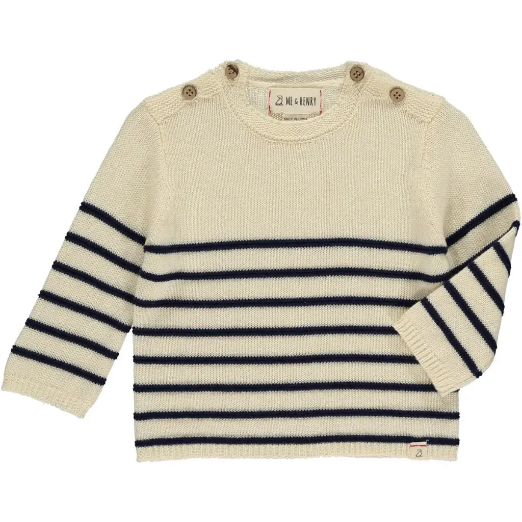 ME & Henry BRETON Baby Sweater HB880a SS25 Cream/navy Stripe (0-3M)