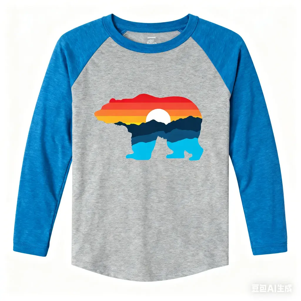 Attraction Kids Long Sleeve Mountain Bear - Heather Grey (2Y)