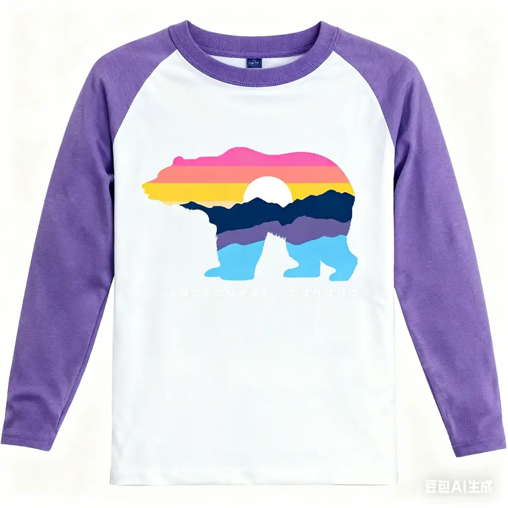 Attraction Kids Long Sleeve Mountain Bear - Heather Purple