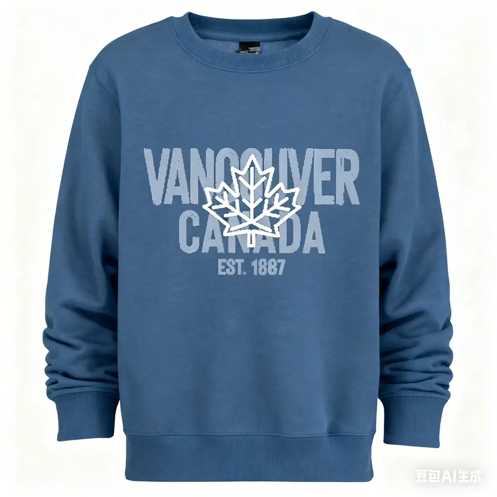 Attraction Sweater Brush Lettering Maple Leaf 03271 - Heather Navy