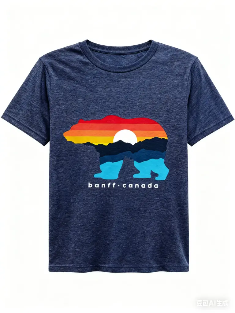 Attraction Youth Short Sleeve Mountain Bear - Heather Navy (10Y)