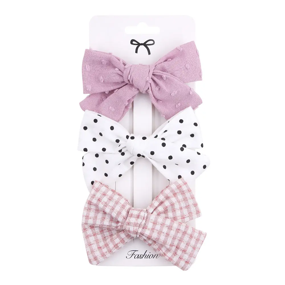 Hair Clip Muslin Cotton 3PK - Rose/White/Lattice