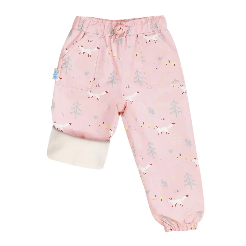 Jan & Jul Cozy Dry Rain Pants Fleece - Pink Forest