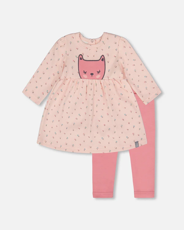 Deux Par Deux Tunic & Leggings Set 047 - Pink Flowers (3M)