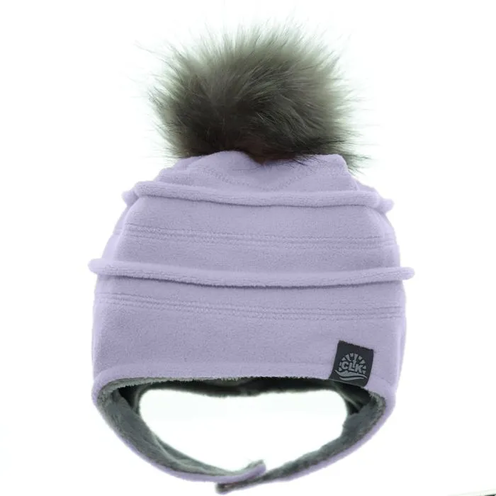 Calikids Fleece Hat With Removable Pompom W2215 - Lavender (M 9-18M)