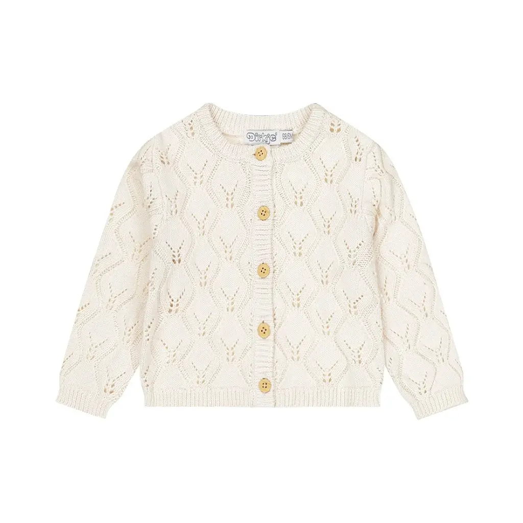 Dirkje Girls' Knitted Cardigan Off-white 100% cotton (6-9M)