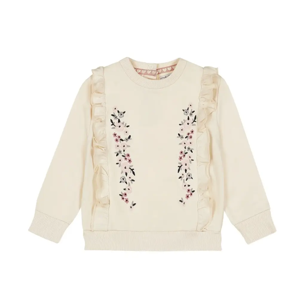 Dirkje Girls' Sweater Off-white Embroidered Flowers (12M)
