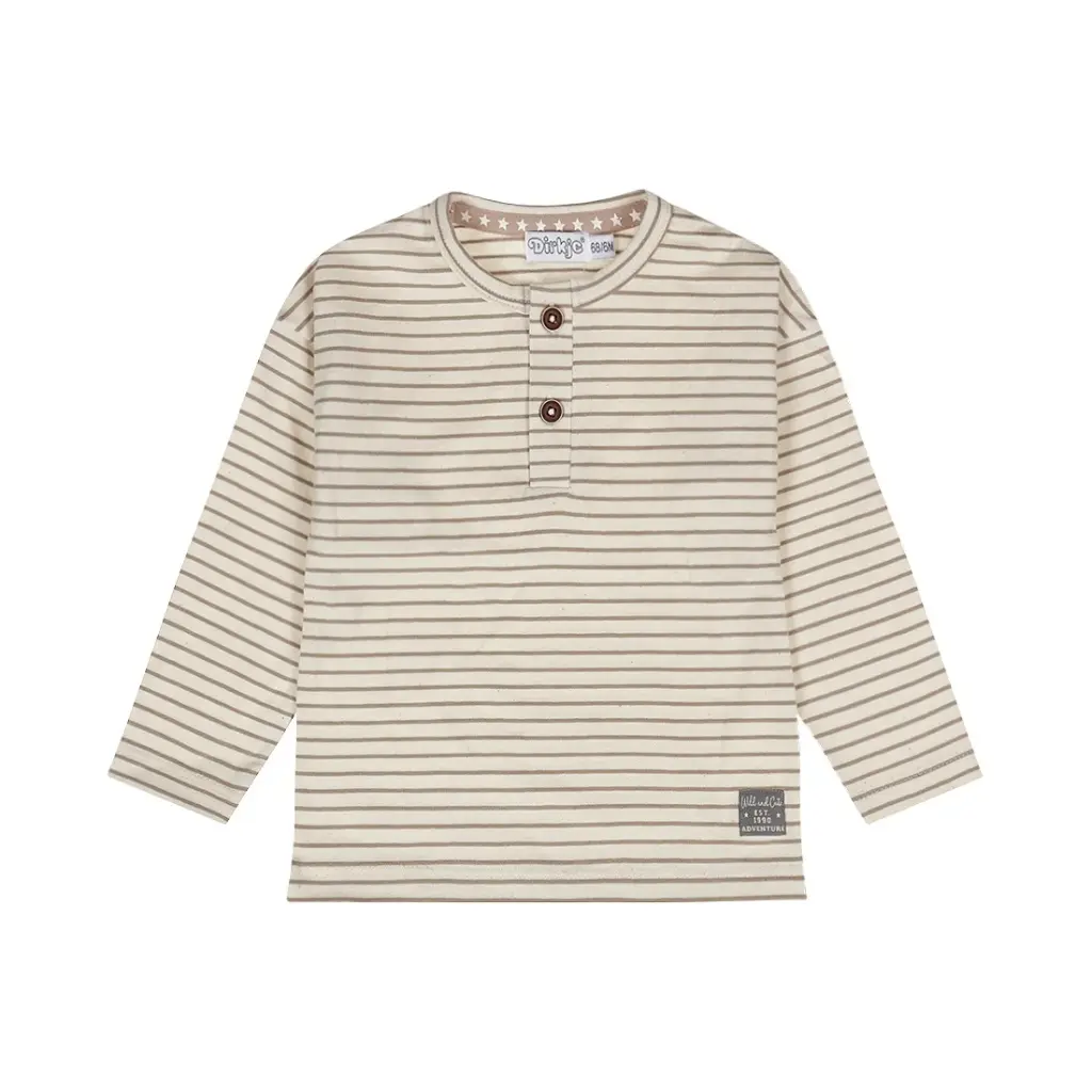 Dirkje Boys' Long-sleeved Shirt Off-white Soft Brown Striped