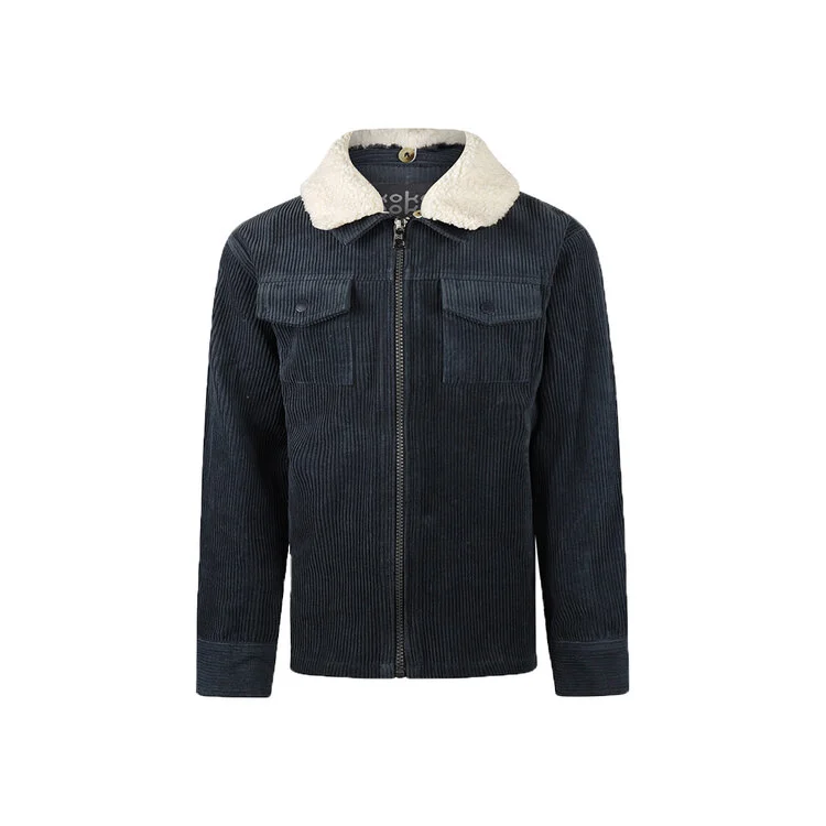Koko Noko Boys’ Blouse Steel Blue Teddy Collar Corduroy (4Y)
