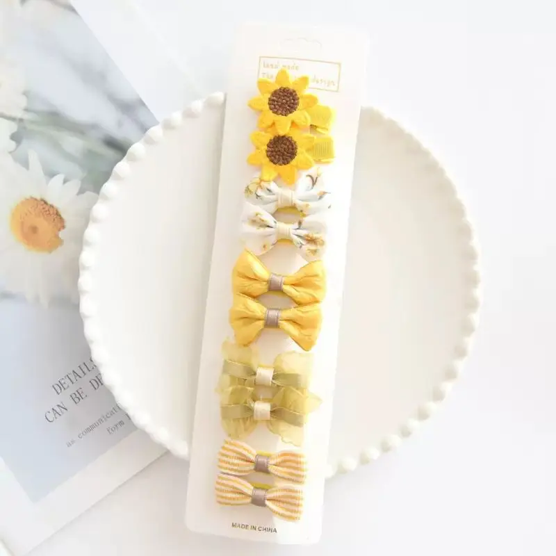 In Pink Hair Clip Handmade 10pc 3237 - Yellow
