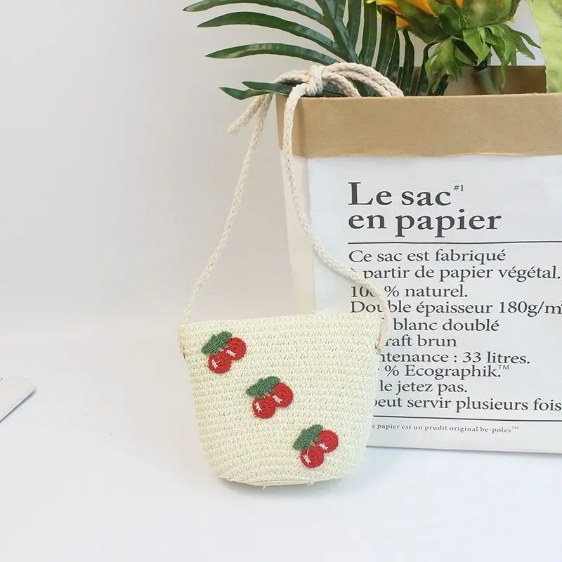 Berry Bags Straw Purse Cherry 2051 - White