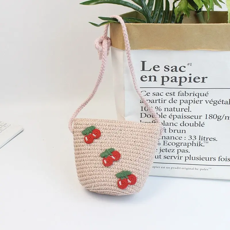 Berry Bags Straw Purse Cherry 1063 - Pink