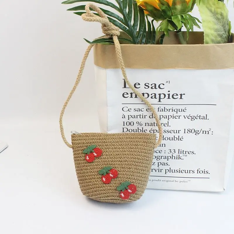 Berry Bags Straw Purse Cherry 1063 - Tan