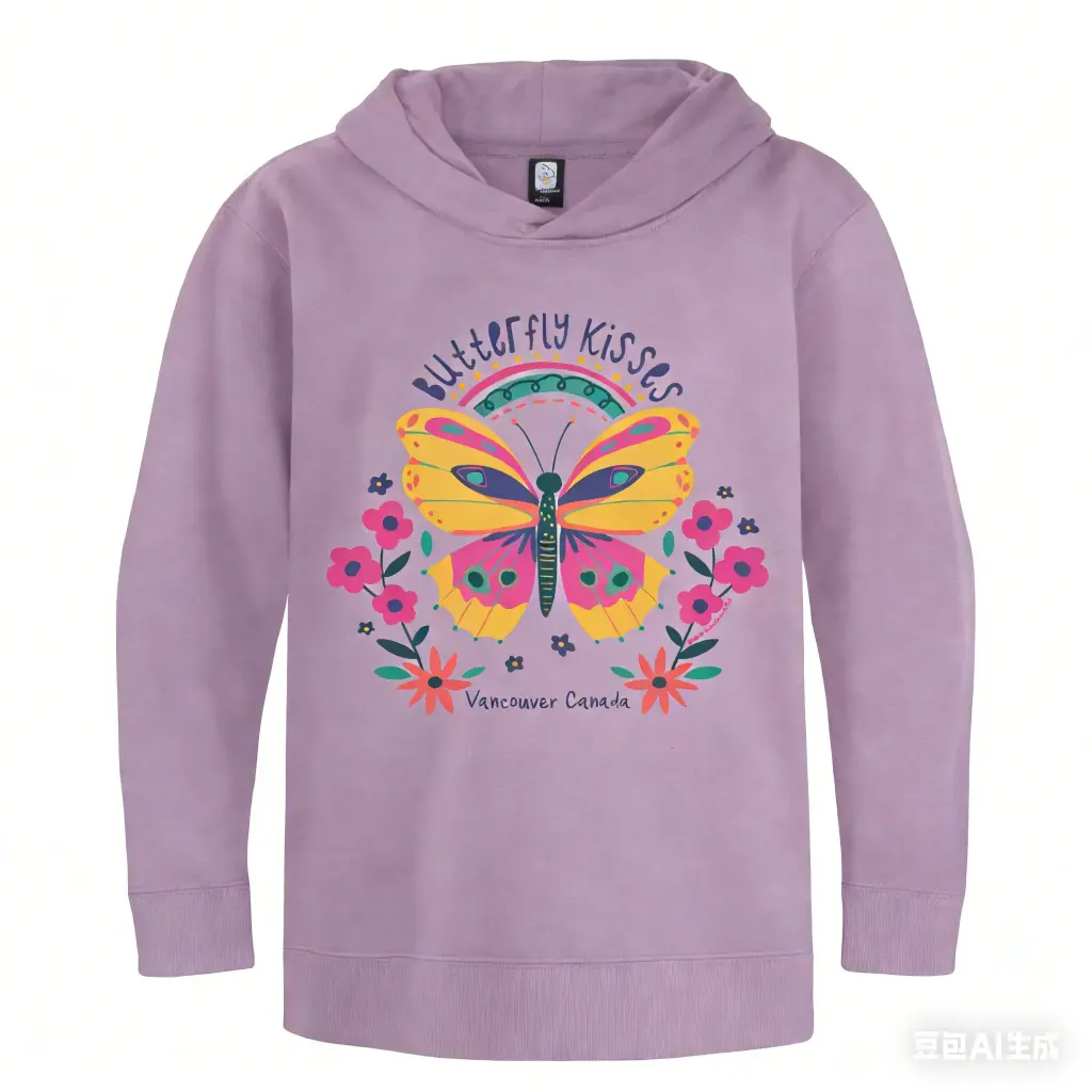 Attraction Hoodie Floral Butterfly Kisses - Eggplant (2Y)