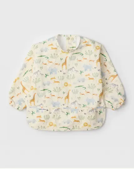 Loulou Lollipop Long Sleeve Bib - Safari