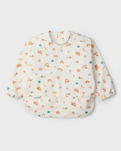 Loulou Lollipop Long Sleeve Bib - French Breakfast
