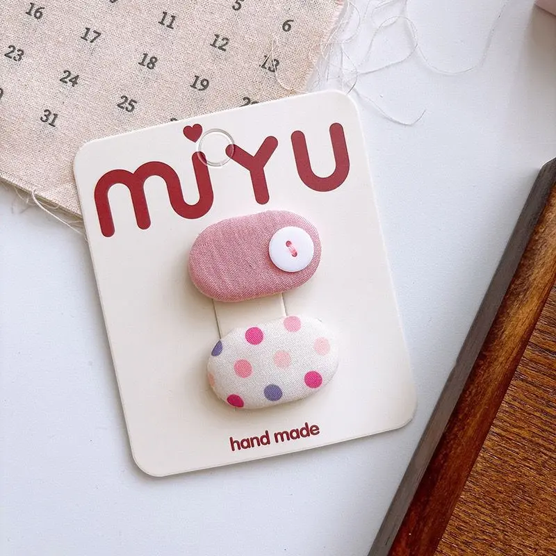 In Pink Hair Clip Handmade 2pc - 1259