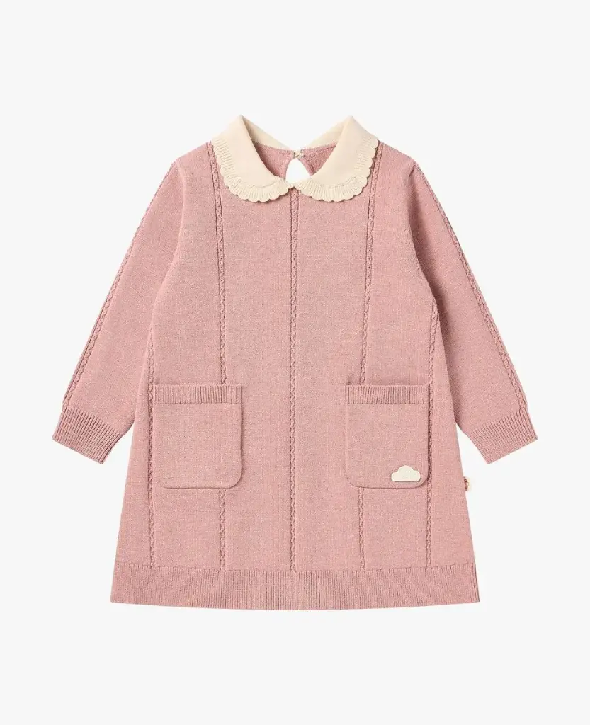 Petite Revery FW Cable Knit Dress - Old Rose (12-18M)