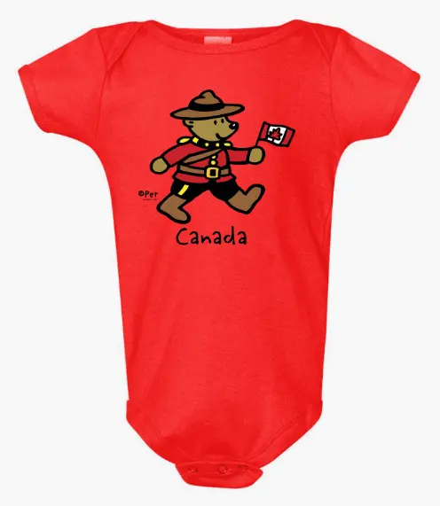 Onesie - GGS Bear Carring Canadian Flag 3190 - Red