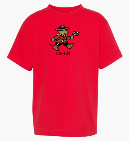 T-Shirt - GGS Bear Carring Canadian Flag 3193 - Red
