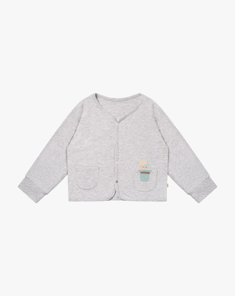 Petite Revery Long Sleeves Cardigan - Fog Grey (12-18M)
