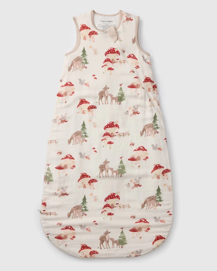 Loulou Lollipop Muslin Lightweight Sleep Bag - Forest Families (0.5 Tog)